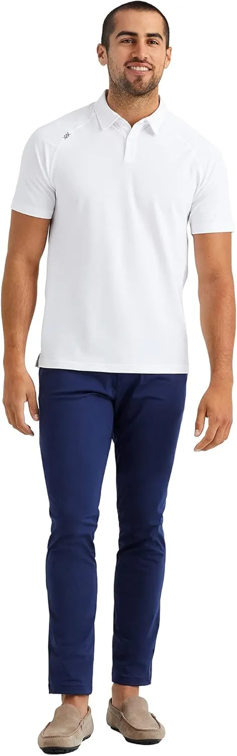 Rhone Delta Pique Mens Polo, Golf Shirts for Men, Anti Odor, Moisture Wicking Lightweight Polo Shirts