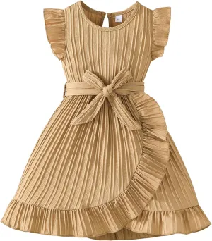 Rosibel Toddler Girls Dress Kids Ruffles Sleeveless Casual Dresses Little Girls Summer Beach Sundress 2-7Y
