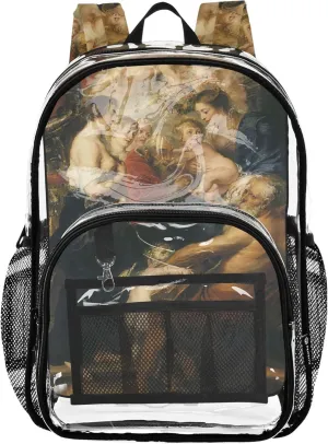 Rubens Painting Virgin Child Saints Travel Clear Bags for Women Kids Girls Backpack Boys Pvc Transparent Bags School