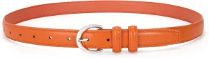 SANSTHS Women Leather Belt for Jeans Pants Fashion Ladies Skinny Belt for Dresses Thin Belt with Single Prong Buckle
