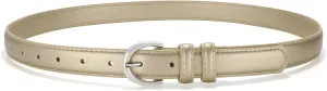 SANSTHS Women Leather Belt for Jeans Pants Fashion Ladies Skinny Belt for Dresses Thin Belt with Single Prong Buckle