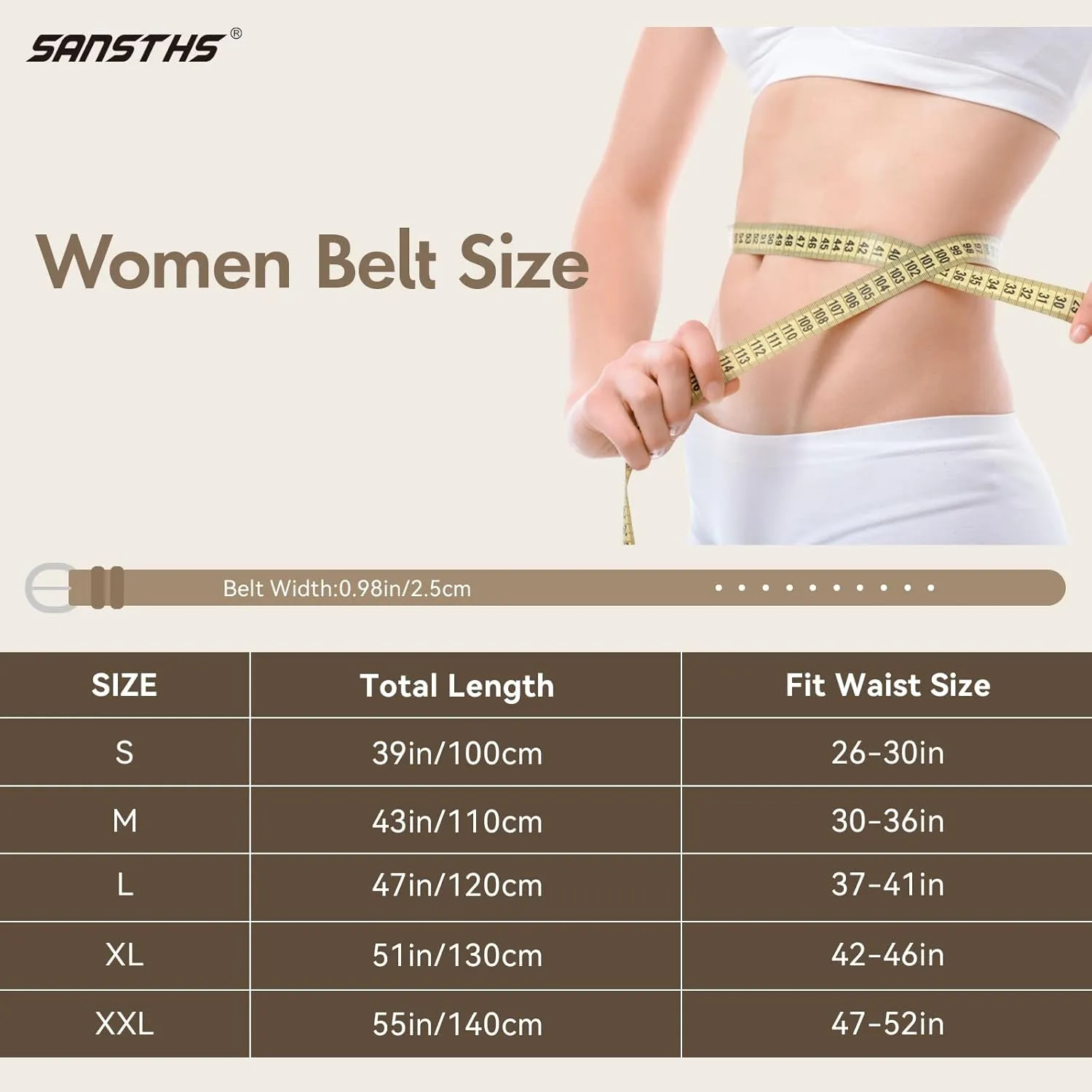 SANSTHS Women Leather Belt for Jeans Pants Fashion Ladies Skinny Belt for Dresses Thin Belt with Single Prong Buckle