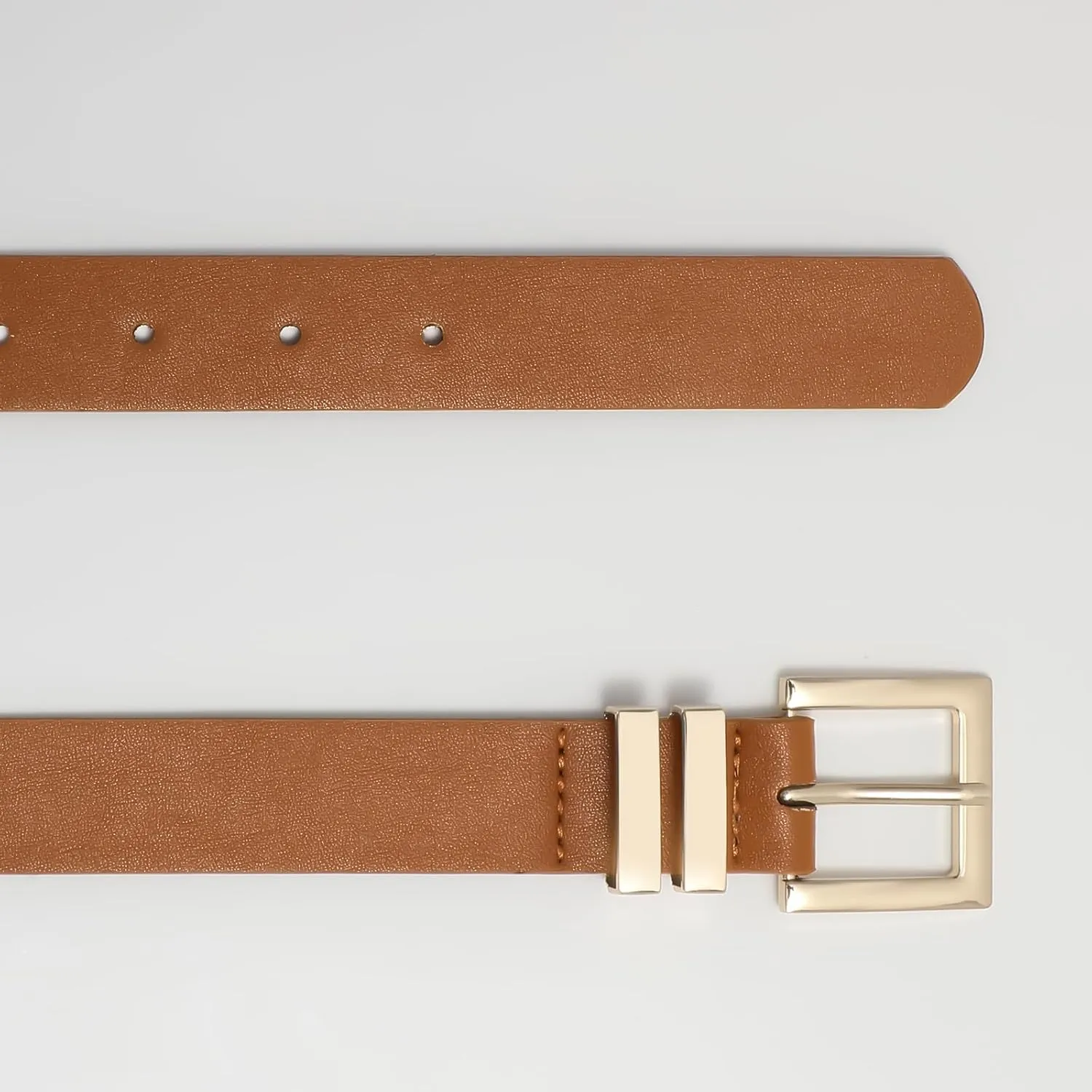 SANSTHS Women's Leather Belt for Jeans Pants Dresses Fashion Ladies Belt Square Gold/Silver Buckle Waist Belt for Women