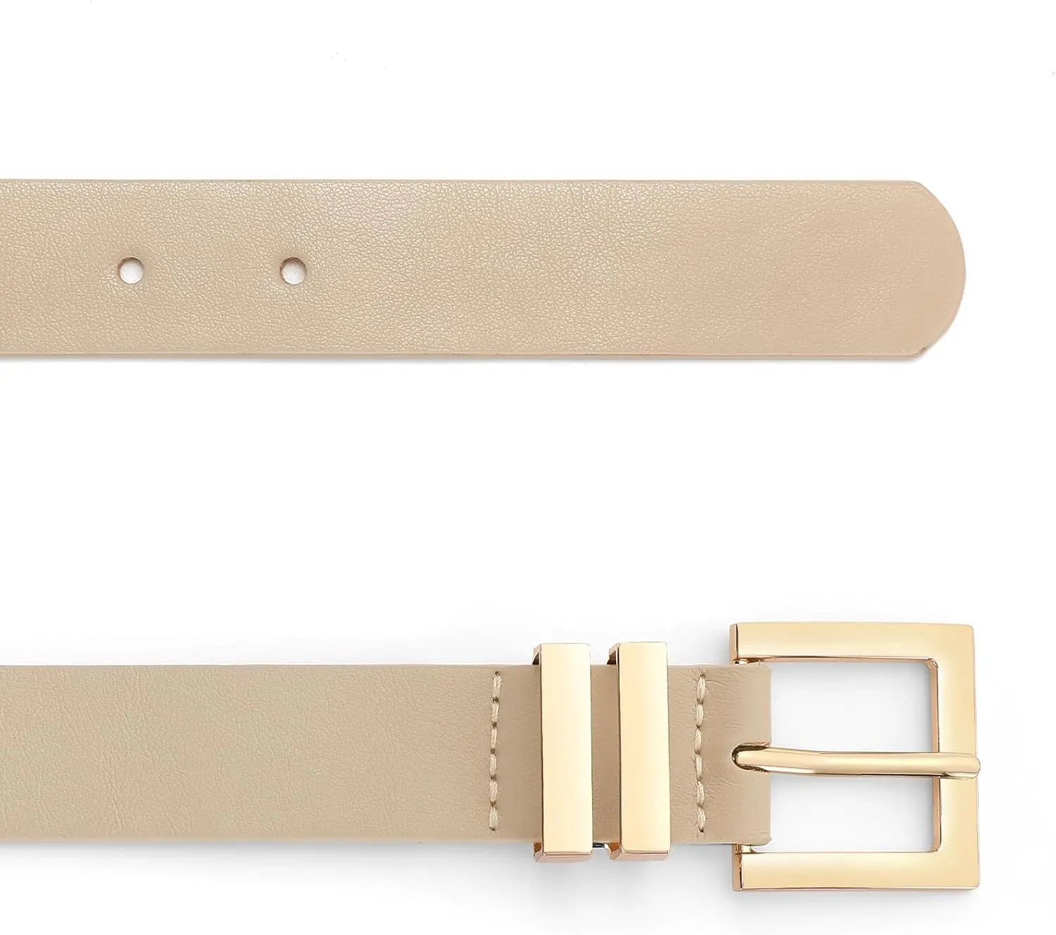 SANSTHS Women's Leather Belt for Jeans Pants Dresses Fashion Ladies Belt Square Gold/Silver Buckle Waist Belt for Women