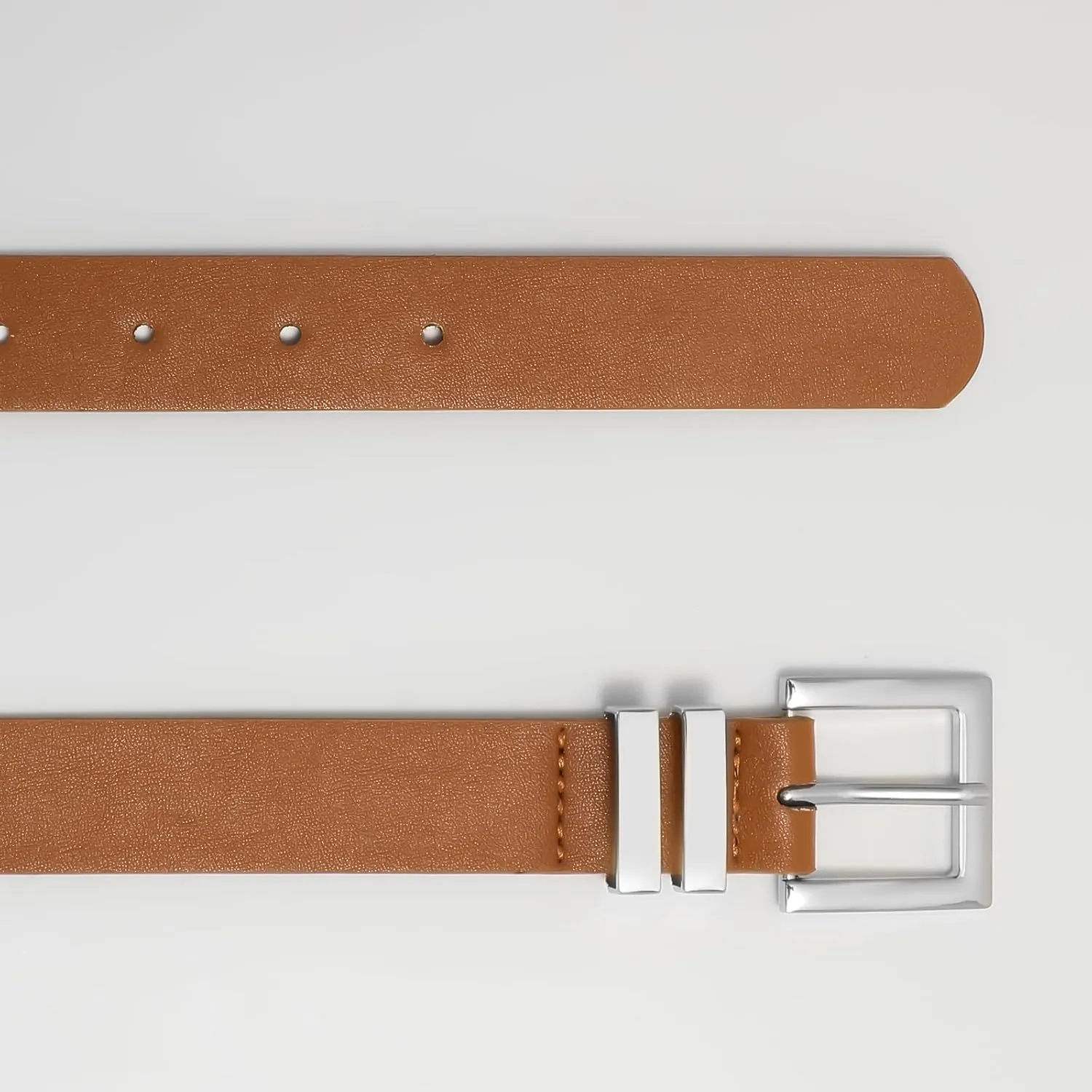 SANSTHS Women's Leather Belt for Jeans Pants Dresses Fashion Ladies Belt Square Gold/Silver Buckle Waist Belt for Women