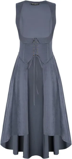 Scarlet Darkness Women Renaissance Costume Underbust Pirate Peasant High Low Dress with Pockets
