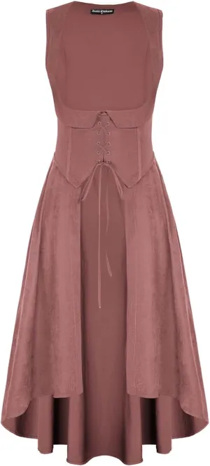Scarlet Darkness Women Renaissance Costume Underbust Pirate Peasant High Low Dress with Pockets