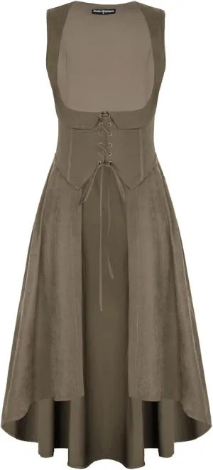 Scarlet Darkness Women Renaissance Costume Underbust Pirate Peasant High Low Dress with Pockets