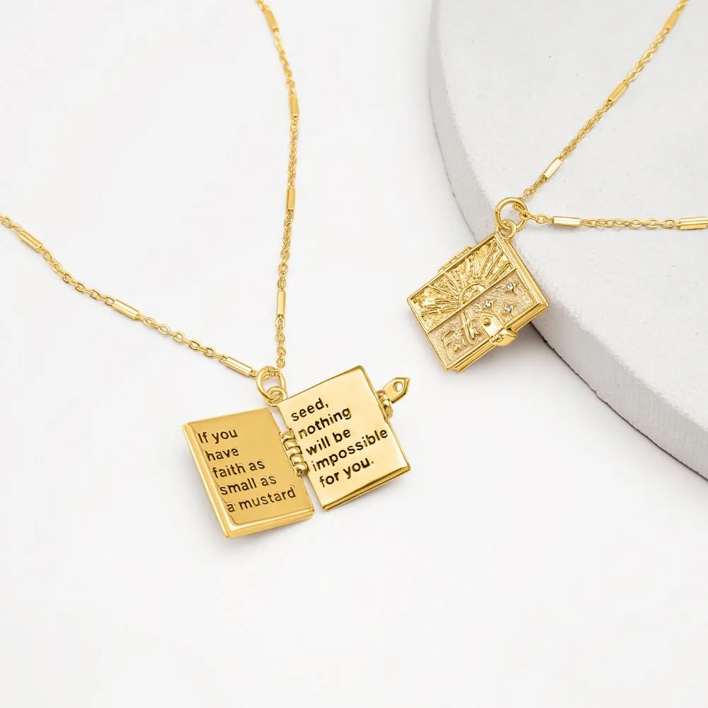 Secret Scriptures Locket: Faith - Gold