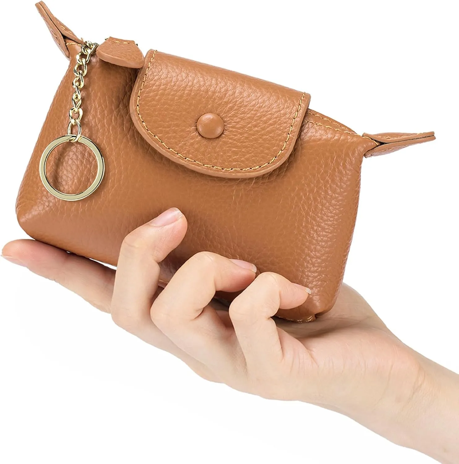 SENDEFN Small Leather Women Coin Purse, Women's Keychain Zipper Pocket Pouch Wallet
