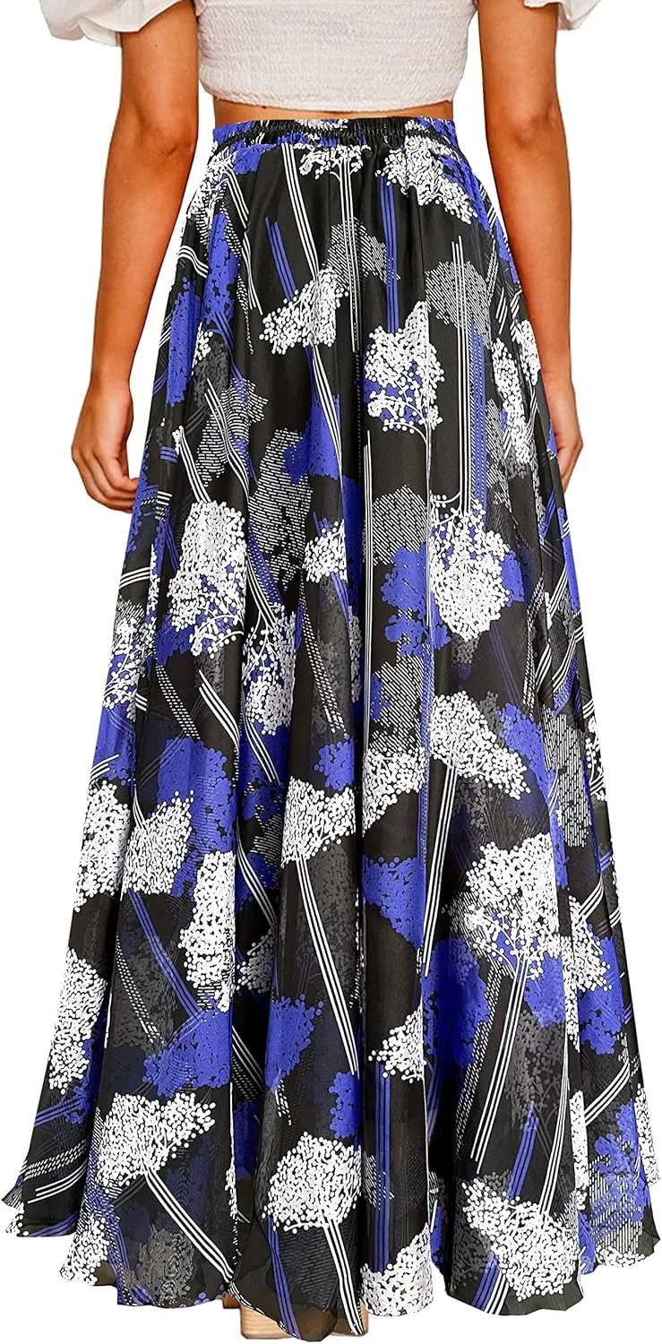 Sinono Womens Long Chiffon Bohemian Skirt Gypsy Dress Maxi Boho Beach Skirt