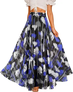 Sinono Womens Long Chiffon Bohemian Skirt Gypsy Dress Maxi Boho Beach Skirt