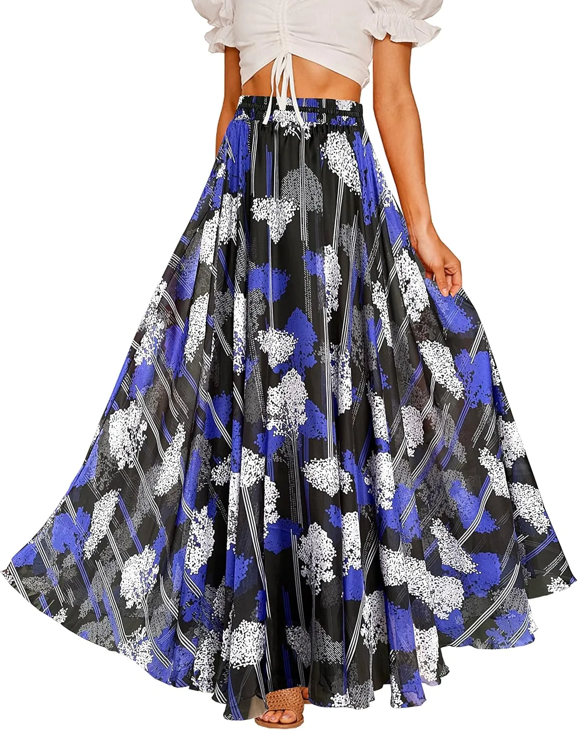 Sinono Womens Long Chiffon Bohemian Skirt Gypsy Dress Maxi Boho Beach Skirt
