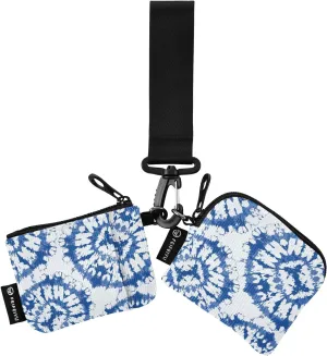 Small Wallet for Women Blue and White Tie Dye Zip Around Dual Pouch Wristlet Wallets for Women Portable Card Wallet