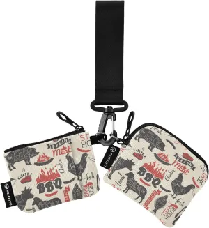 Small Wallet for Women Retro Bbq Party Animal Zip Around Dual Pouch Wristlet Wallets for Women Portable Card Wallet