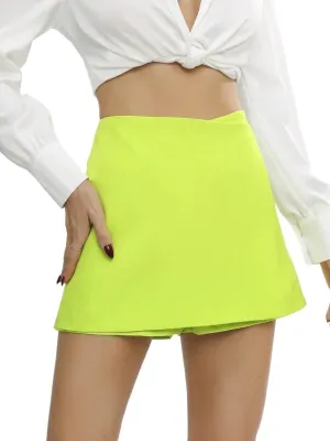 Solid High Waist Hot Skort Shorts for Women