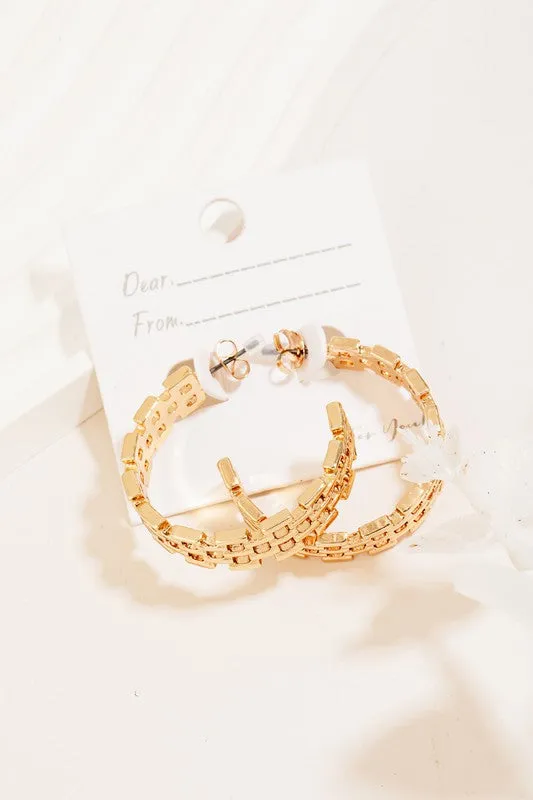 Solid Mesh Chain Hoop Earrings