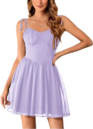 SOLY HUX Women's Corset Dress Cami Dresses Spaghetti Strap Flared Prom Dress Cocktail Party Short Summer Dress