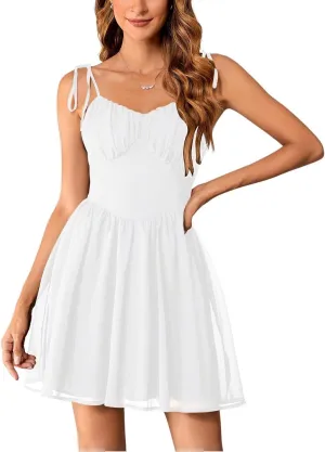 SOLY HUX Women's Corset Dress Cami Dresses Spaghetti Strap Flared Prom Dress Cocktail Party Short Summer Dress