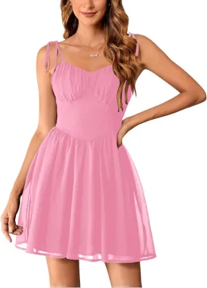 SOLY HUX Women's Corset Dress Cami Dresses Spaghetti Strap Flared Prom Dress Cocktail Party Short Summer Dress