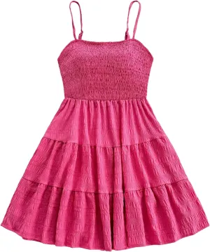SOLY HUX Women's Sundress Smock Cami Mini Dress Sleeveless Swing A Line Short Dresses Casual Cute Summer Dresses