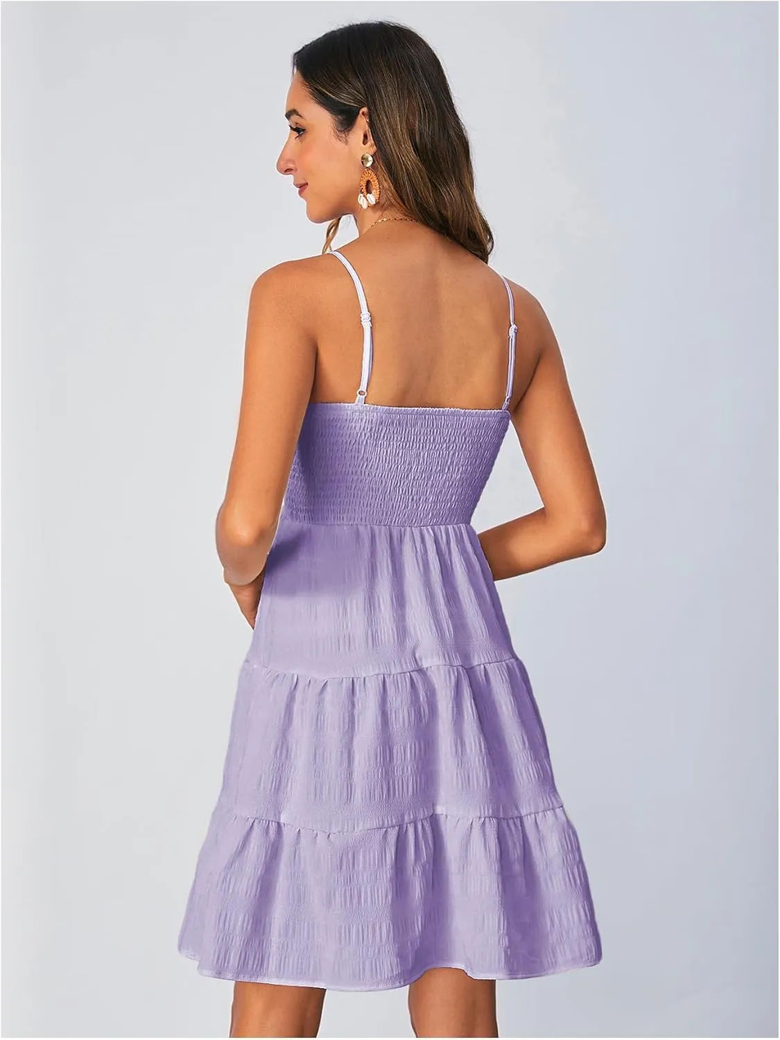 SOLY HUX Women's Sundress Smock Cami Mini Dress Sleeveless Swing A Line Short Dresses Casual Cute Summer Dresses