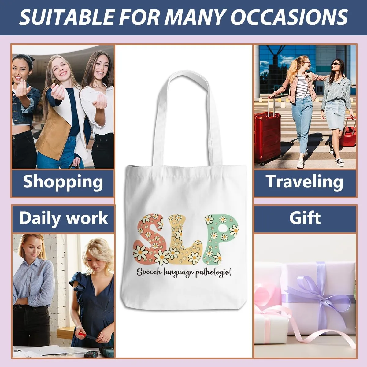 Speech Therapy Gifts SLP Tote Bag for Teacher Speech Language Pathology Beach Bag Speech Pathologist Gifts