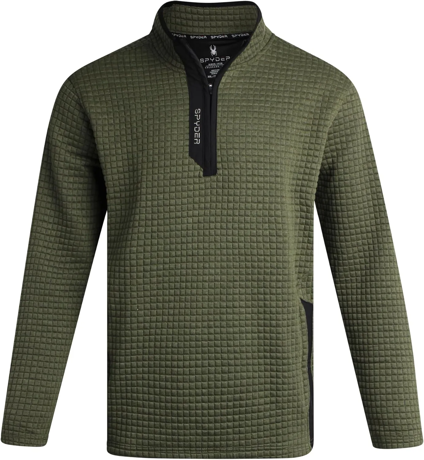 Spyder Mens Quarter Zip Pullover Sweatshirt - Grid Fleece Sweater Workout Shirts for Men - Quarter Zip Pullover Men Apparel