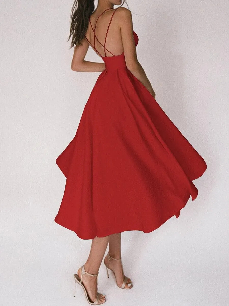 Summer Multicolor Camisole Sexy Swing Dress Women's Party Evening Dress