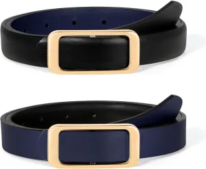 SUOSDEY Women Reversible Leather Belts for Jeans Pants Dresses Ladies Fashion Belts with Gold Buckle