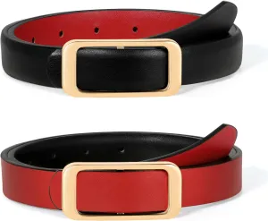 SUOSDEY Women Reversible Leather Belts for Jeans Pants Dresses Ladies Fashion Belts with Gold Buckle