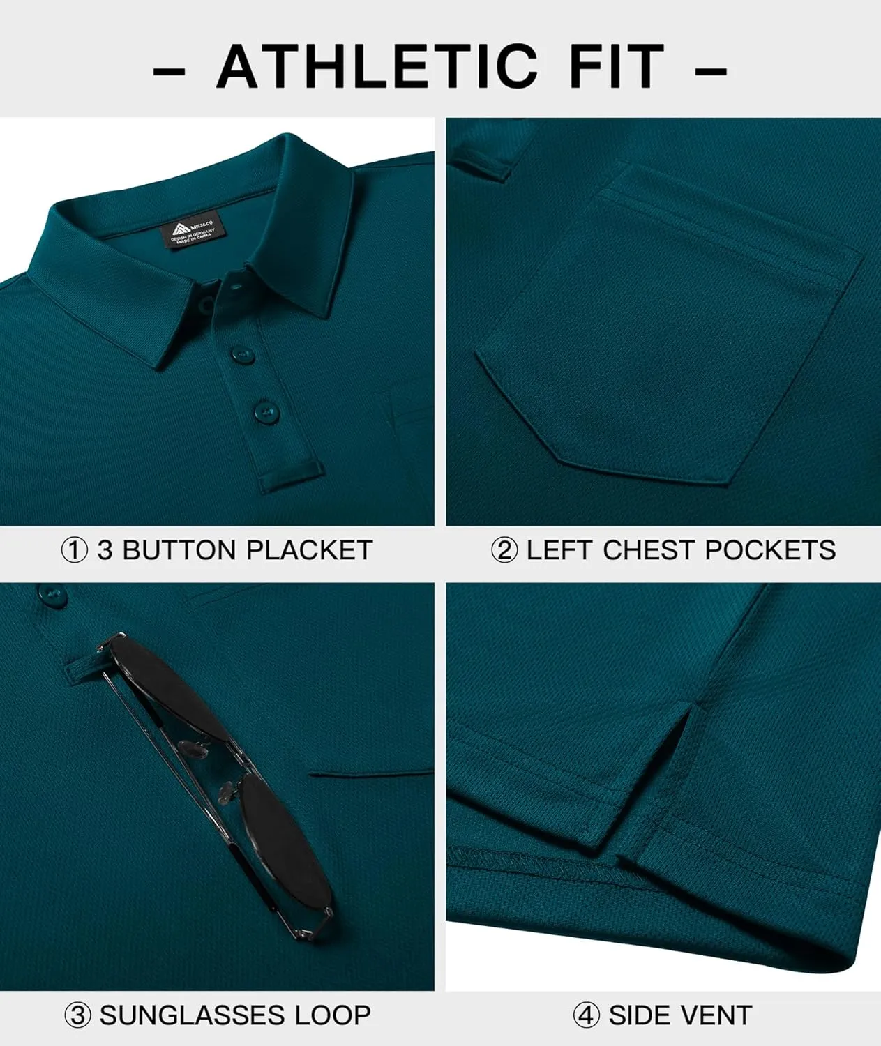 SWISSWELL Long Sleeve Polo Shirts for Men with Pocket 3 Pack Collared Moisture Wicking Performance Golf Shirts