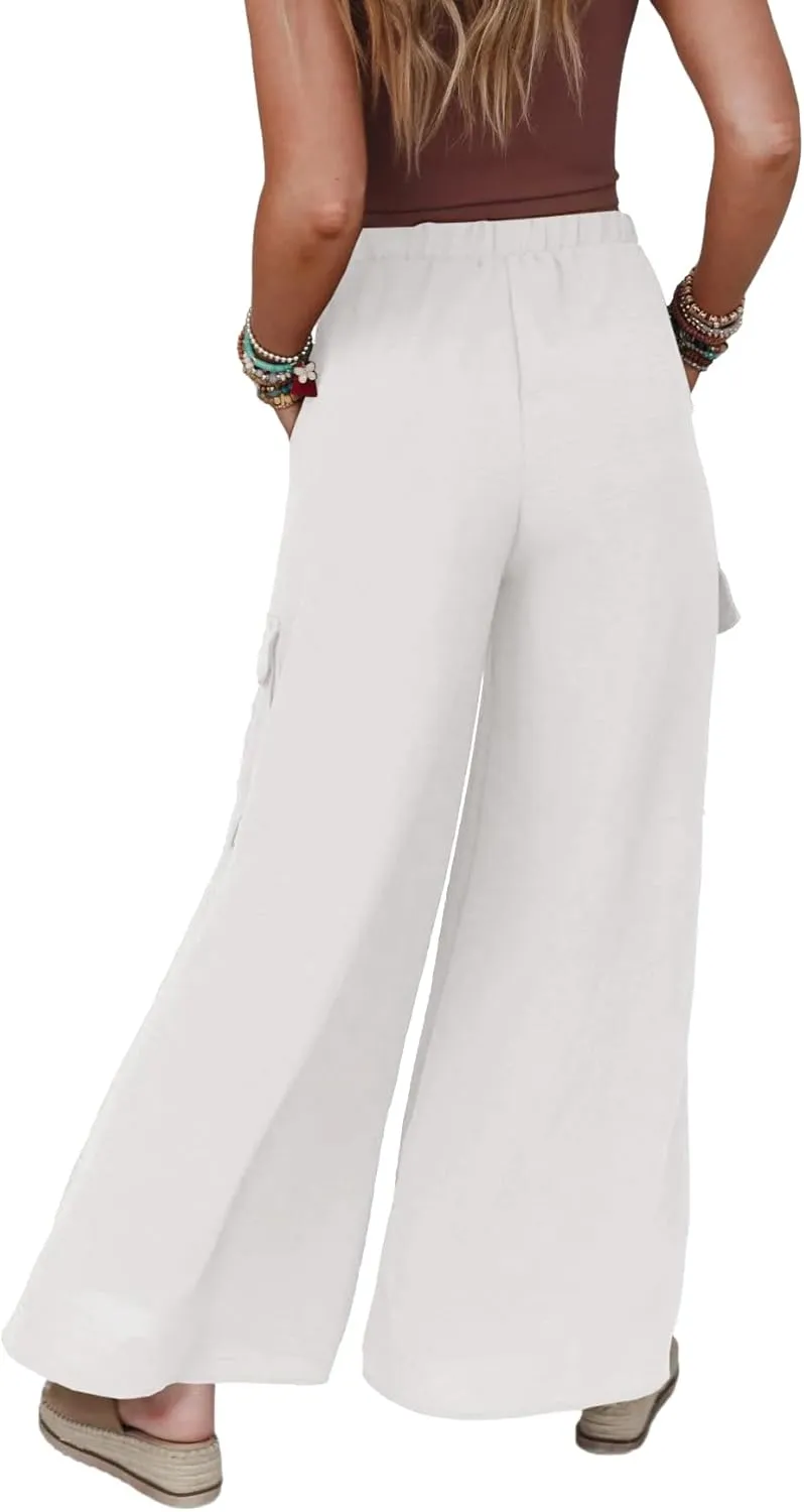SySea Women's Wide Leg Palazzo Pants Casual Elastic High Waist Flowy Loose Pants with Pockets