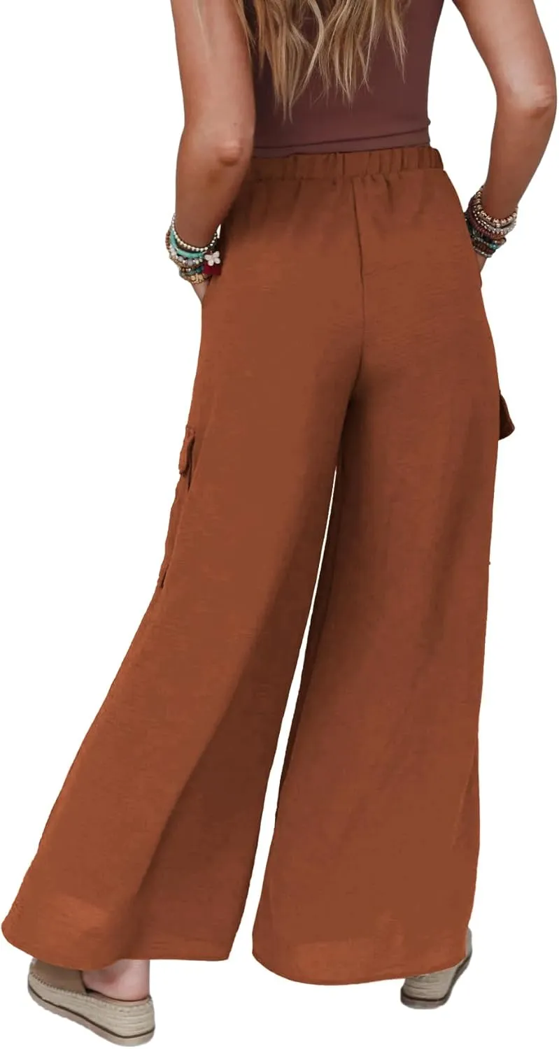 SySea Women's Wide Leg Palazzo Pants Casual Elastic High Waist Flowy Loose Pants with Pockets