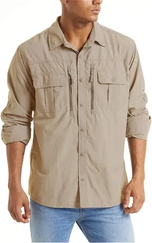 Tactical Hiking Shirts Men Long Sleeve Cargo Work Shirts Summer Outdoor Quick Dry Military Hunting Fishing Shirt