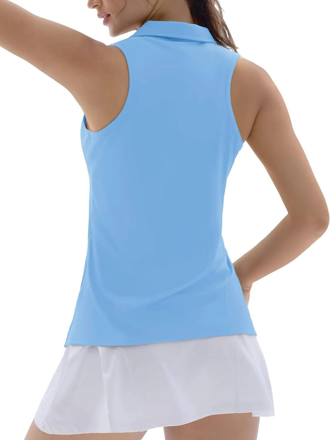 TACVASEN Womens Golf Shirts Sleeveless Racerback Polo Shirt UPF 50  Zip Up Moisture Wicking Workout Tennis Athletic Tank Tops