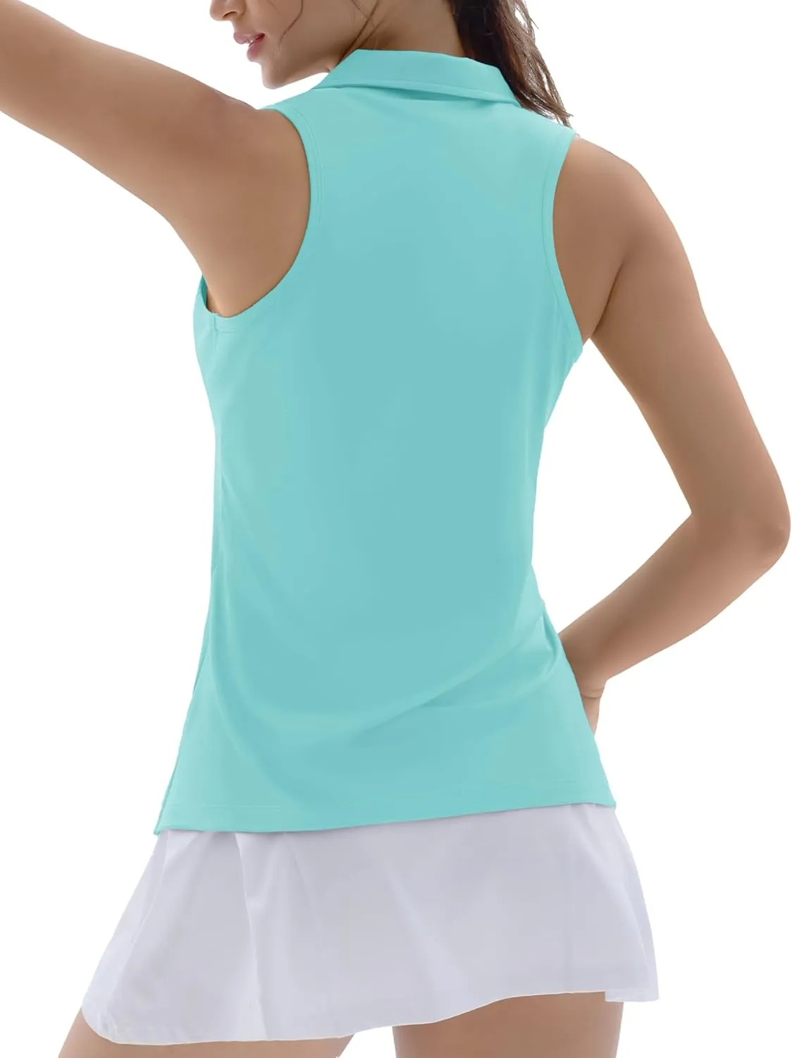 TACVASEN Womens Golf Shirts Sleeveless Racerback Polo Shirt UPF 50  Zip Up Moisture Wicking Workout Tennis Athletic Tank Tops