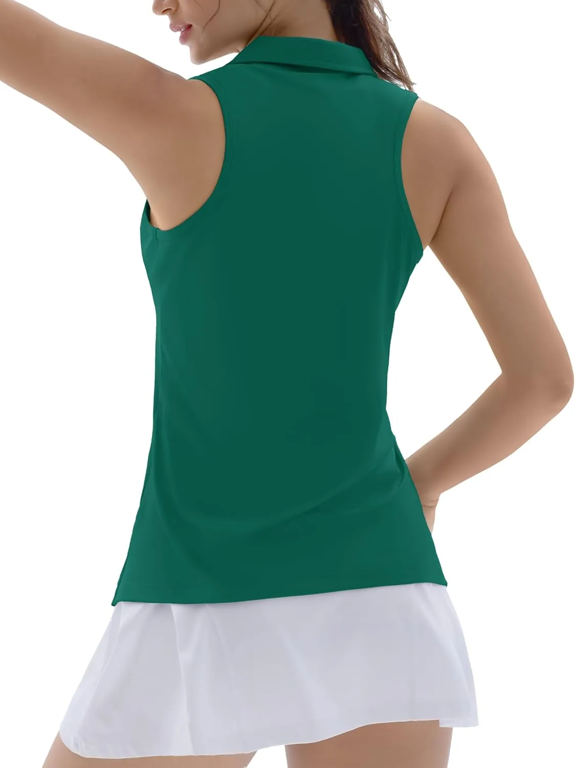 TACVASEN Womens Golf Shirts Sleeveless Racerback Polo Shirt UPF 50  Zip Up Moisture Wicking Workout Tennis Athletic Tank Tops