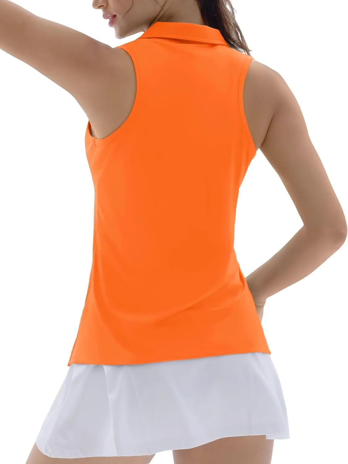 TACVASEN Womens Golf Shirts Sleeveless Racerback Polo Shirt UPF 50  Zip Up Moisture Wicking Workout Tennis Athletic Tank Tops
