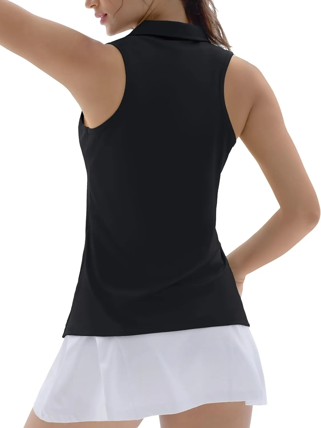 TACVASEN Womens Golf Shirts Sleeveless Racerback Polo Shirt UPF 50  Zip Up Moisture Wicking Workout Tennis Athletic Tank Tops