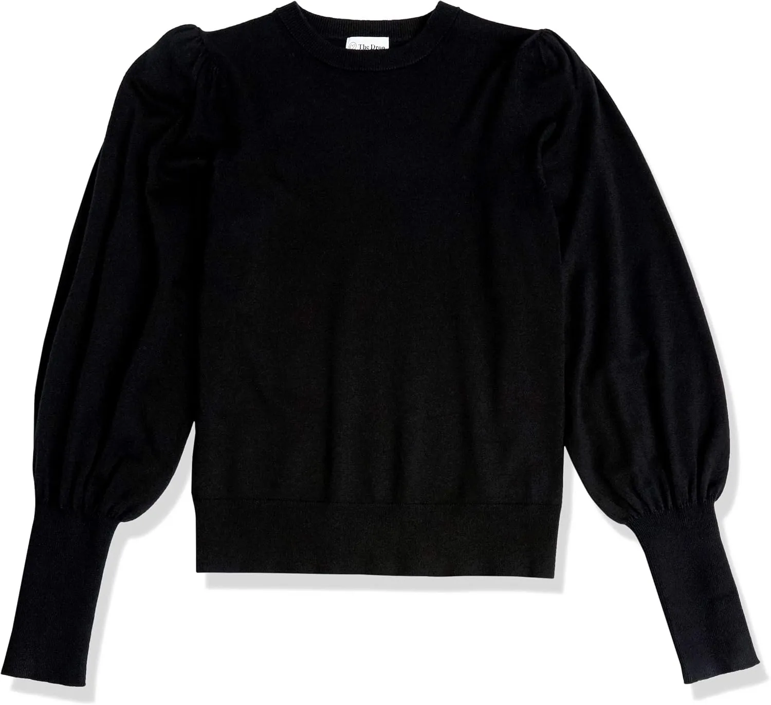 The Drop Women's Vivienne Padded-Shoulder Balloon-sleeve Crewneck Sweater