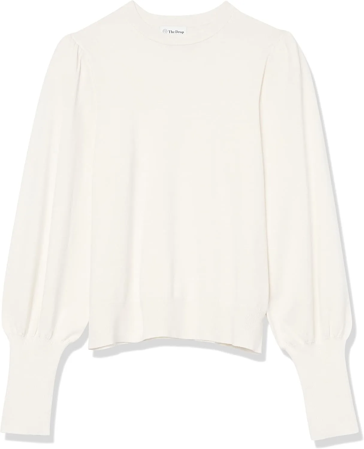 The Drop Women's Vivienne Padded-Shoulder Balloon-sleeve Crewneck Sweater