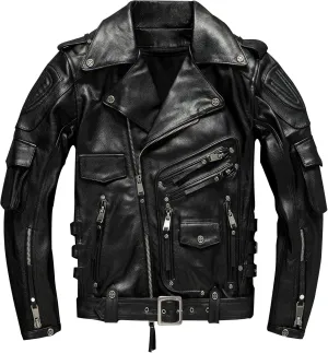 The Next Motorcycle Vintage Brown Autumn Jacket Men Diagonal Zipper Natural Thick Cowhide Genuine Leather Jackets