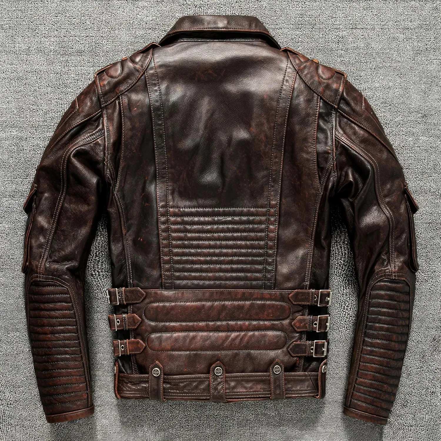 The Next Motorcycle Vintage Brown Autumn Jacket Men Diagonal Zipper Natural Thick Cowhide Genuine Leather Jackets
