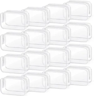 TISRATOK 16 PCS Clear Makeup Bag, Travel Essentials Toiletry Bag, Transparent PVC Cosmetic Organizer Toy-Lego Barbie Storage Pouch for Women Men - WHITE,Small