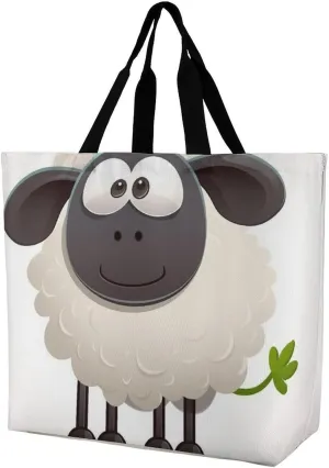 Tote Bag,Painted Foldable Shopping Tote Bag,washable Coating Groceries Storage Sheep Bags for Shopping Or Travel, 40x40x16cm