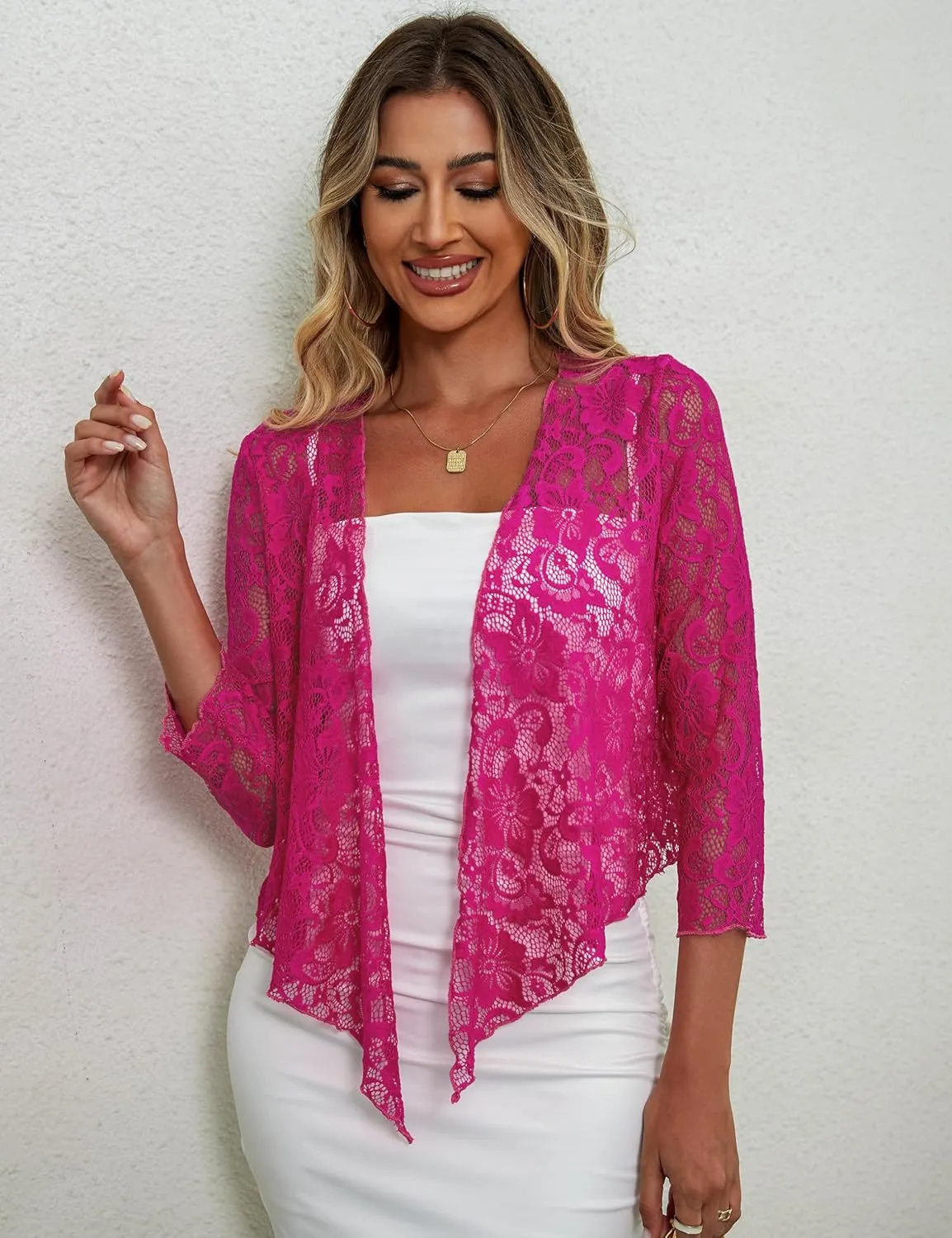 Traleubie Womens Bolero Shrug Sweaters Lace Lightweigt Tie Front Sheer Cardigans for Dresses, S-XL