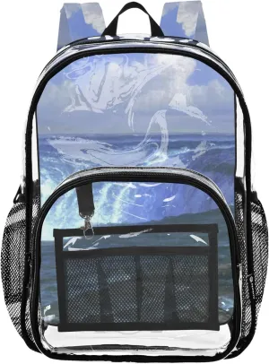 Travel Clear Backpack Floral Albert Bierstadt Niagara Falls Scenery Girls Backpack for Kids School Clear Plastic Bag Pvc