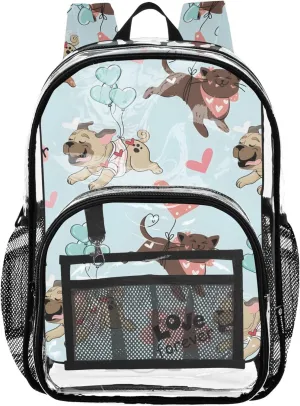 Travel Clear Bags for Women Girls Backpack for Kids Plastic School Clear Bookbag Cute Animal Hot Air Balloon