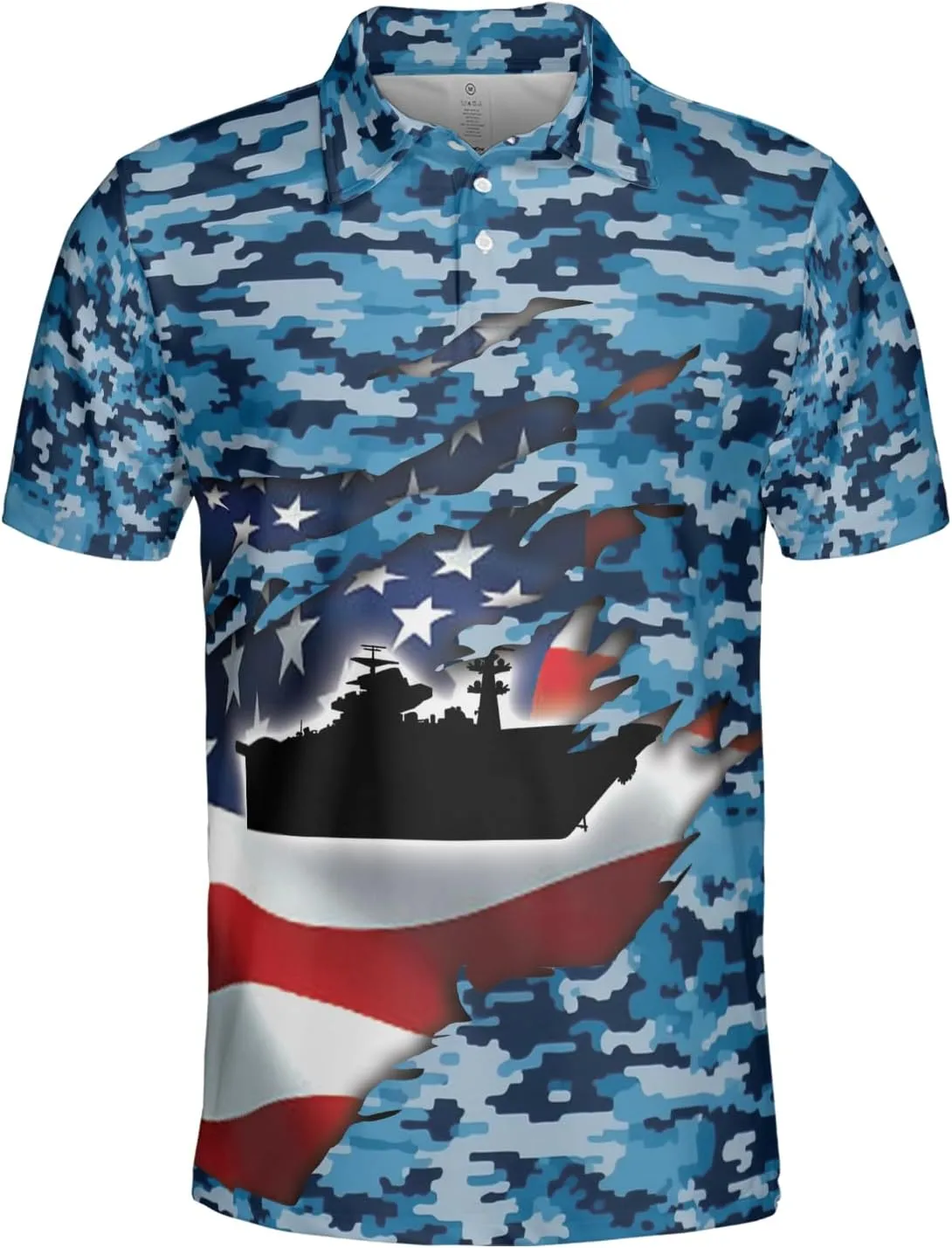 US Veteran Polo Shirts for Men - US Soldiers Men's Quick Dry Short Sleeve Polo Shirts Series 07